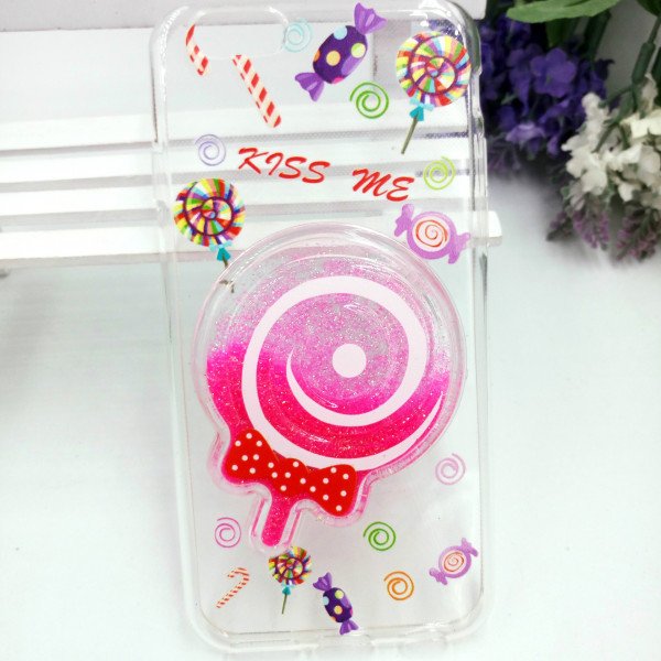 Wholesale iPhone 7 Plus Lollipop Candy Style Liquid Star Dust Case (Hot Pink)